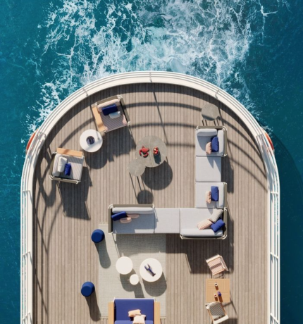 Rear deck of a superyacht at sea