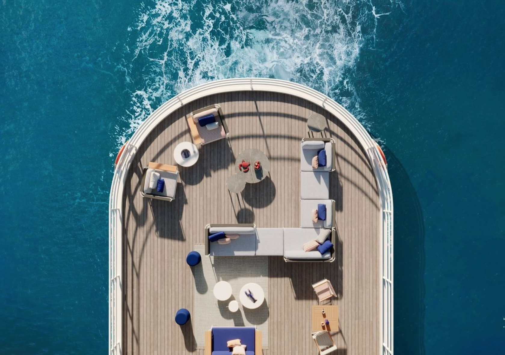 Rear deck of a superyacht at sea