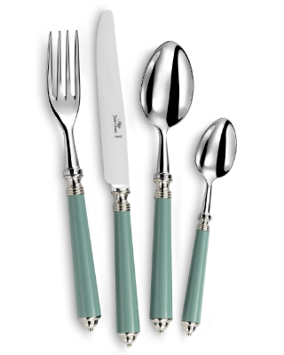 Green handle cutlery collection