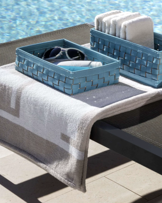 Premium leather outdoor storage baskets