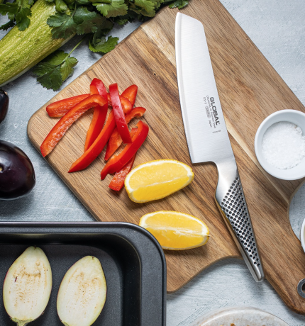 Superyacht galley prepping food